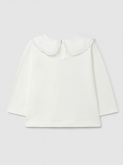 Cotton longsleeve with ruffled collar Cotton longsleeve with ruffled collar