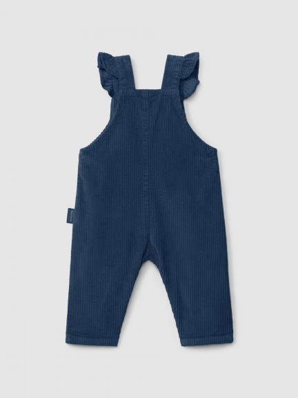 Corduroy dungarees with ruffled detail Corduroy dungarees with ruffled detail