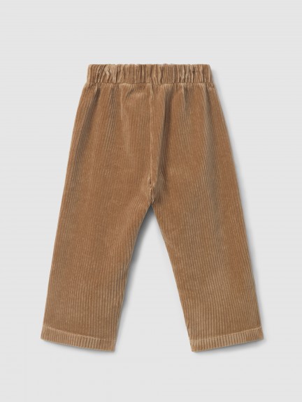 Calças pull-up wide leg tecido tipo bombazine com fita Calças pull-up wide leg tecido tipo bombazine com fita