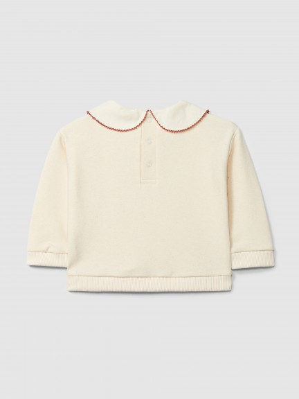 Sweatshirt veado e cogumelo com gola Sweatshirt veado e cogumelo com gola