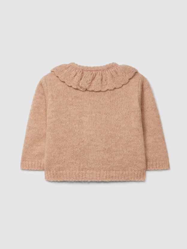 Knitted cardigan with ruffled collar Knitted cardigan with ruffled collar
