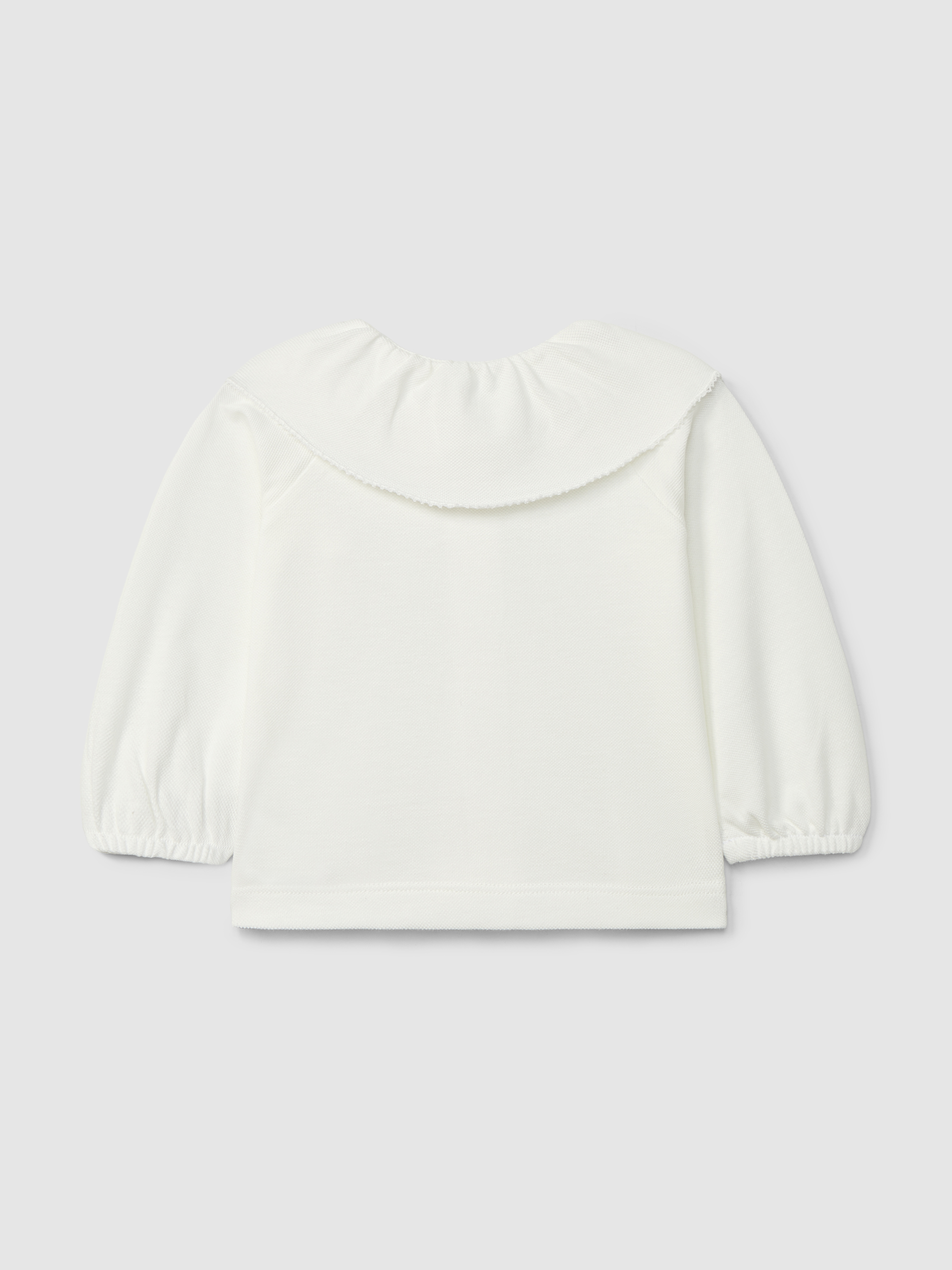 Longsleeve en piqué à col à volant