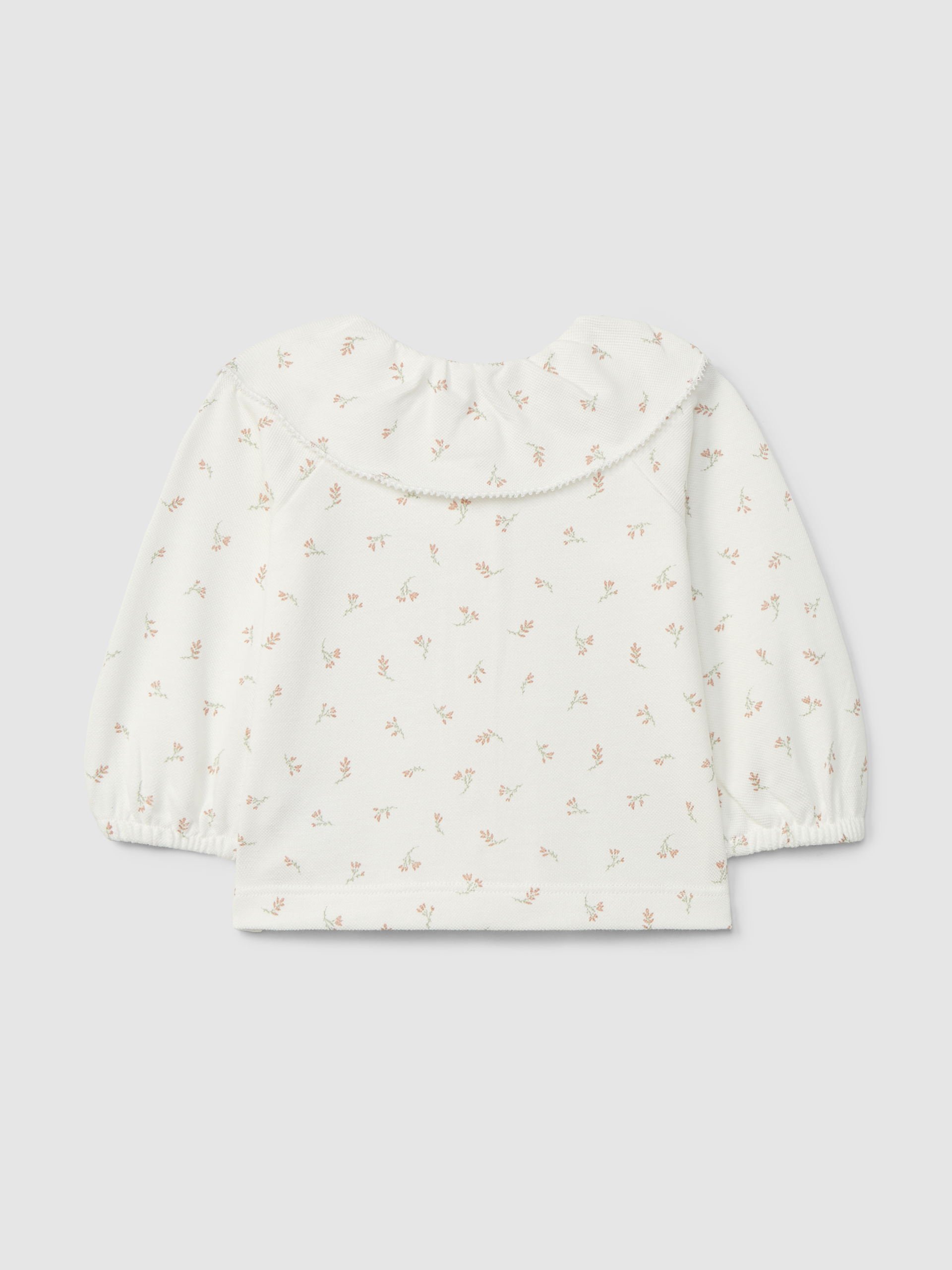 Piqué longsleeve with ruffled collar