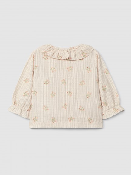 Blouse à fleurs à col à volant Blouse à fleurs à col à volant