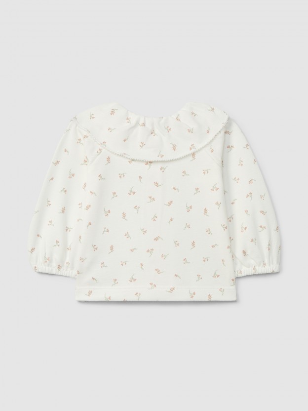 Piqué longsleeve with ruffled collar Piqué longsleeve with ruffled collar