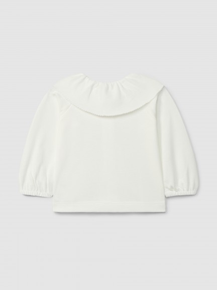 Piqué longsleeve with ruffled collar Piqué longsleeve with ruffled collar