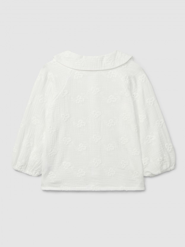 Blouse en gaze brodée à fleurs Blouse en gaze brodée à fleurs