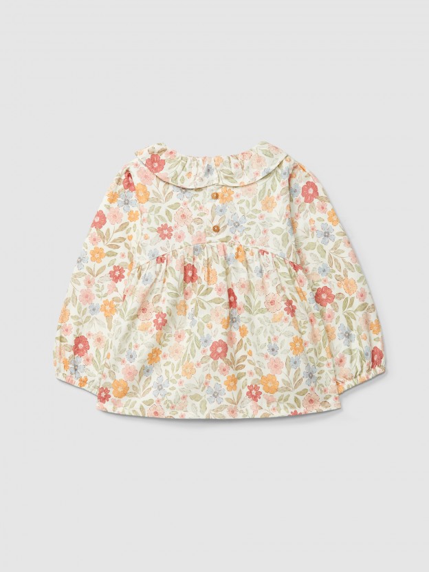 Blusa con tejido texturado de flores