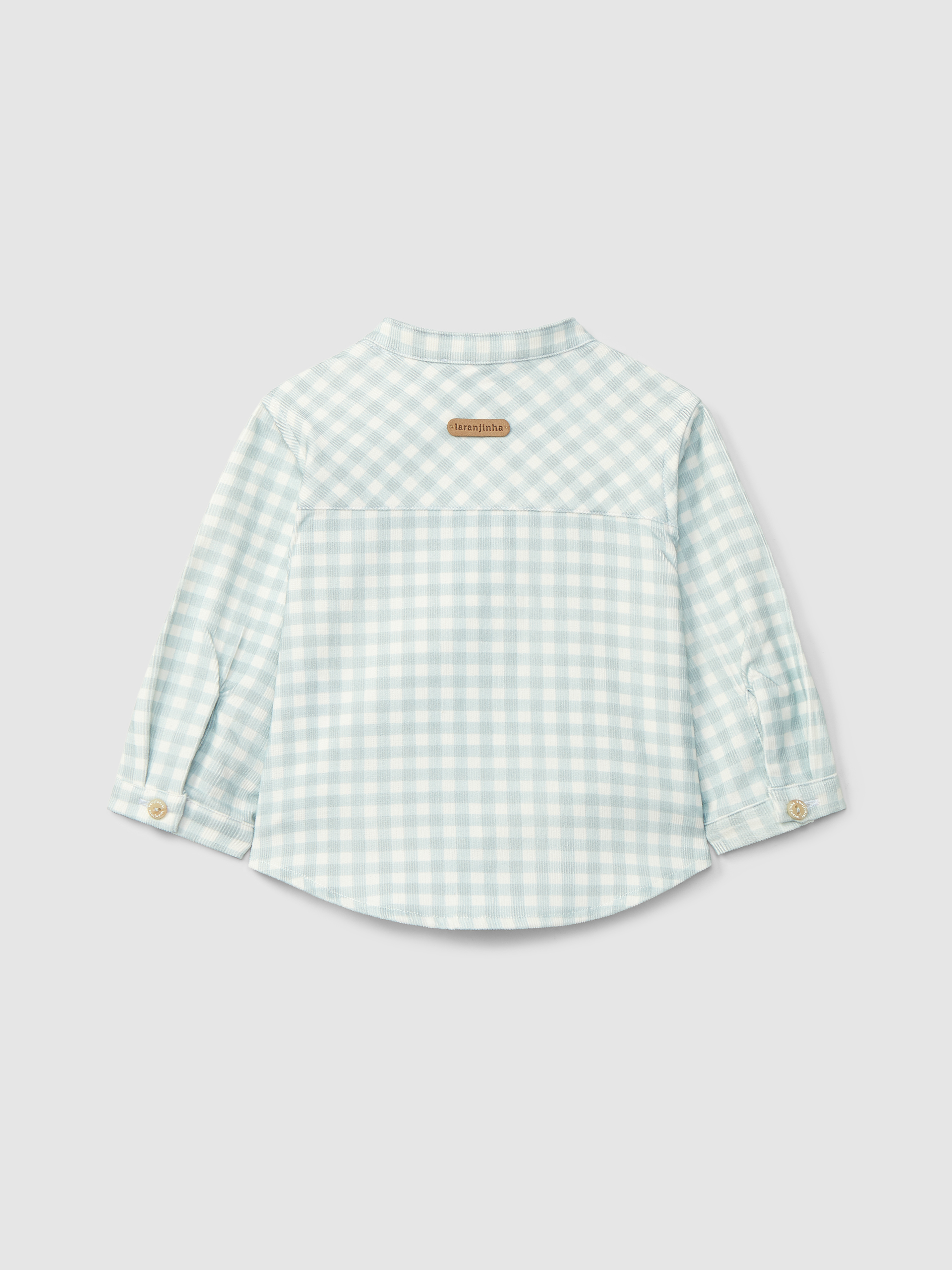 Shirt mandarin collar in check corduroy