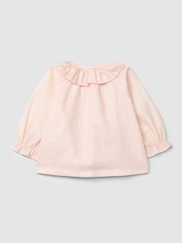 Blouse imprimée à col à volant Blouse imprimée à col à volant