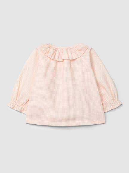 Blouse print with ruffled collar Blouse print with ruffled collar