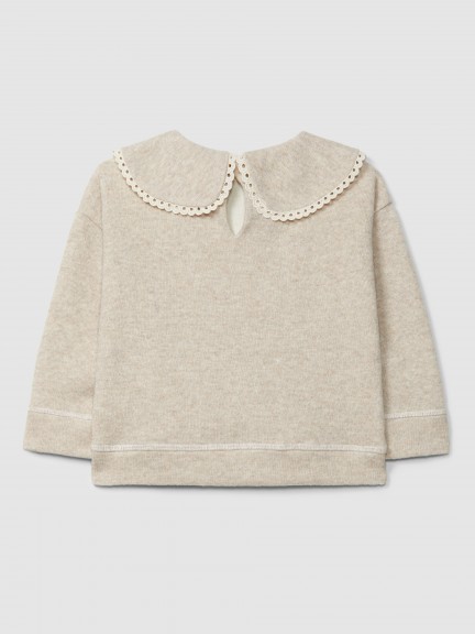 Sweatshirt em malha dupla com detalhe de renda Sweatshirt em malha dupla com detalhe de renda