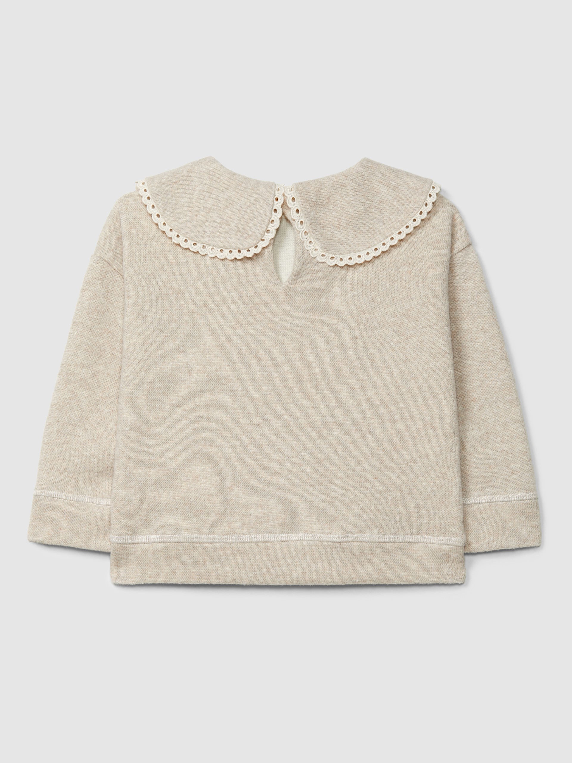 Sweatshirt em malha dupla com detalhe de renda