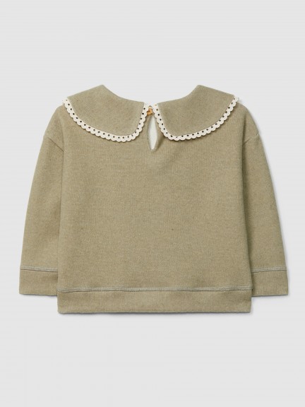 Sudadera en tela doble con detalle de encaje Sudadera en tela doble con detalle de encaje