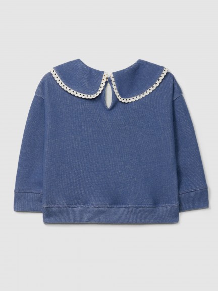 Sweatshirt em malha dupla com detalhe de renda Sweatshirt em malha dupla com detalhe de renda