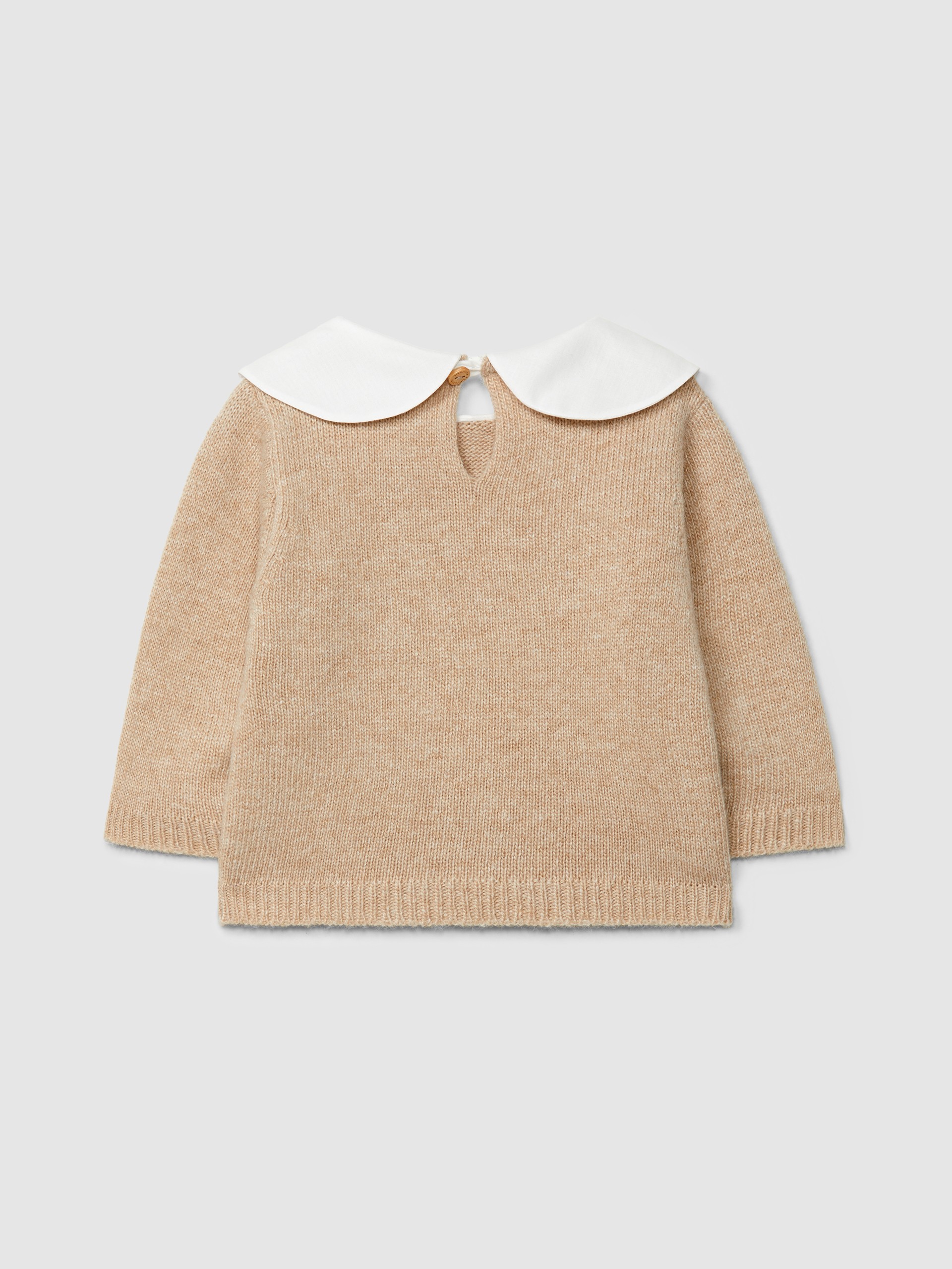 Knitted sweater with embroidered detail on the collar
