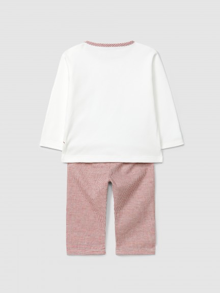 Pijama xadrez vichy urso e coelho no trenó Pijama xadrez vichy urso e coelho no trenó