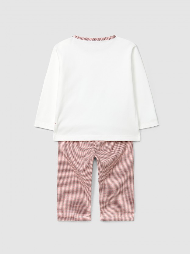 Pijama xadrez vichy urso e coelho no trenó Pijama xadrez vichy urso e coelho no trenó