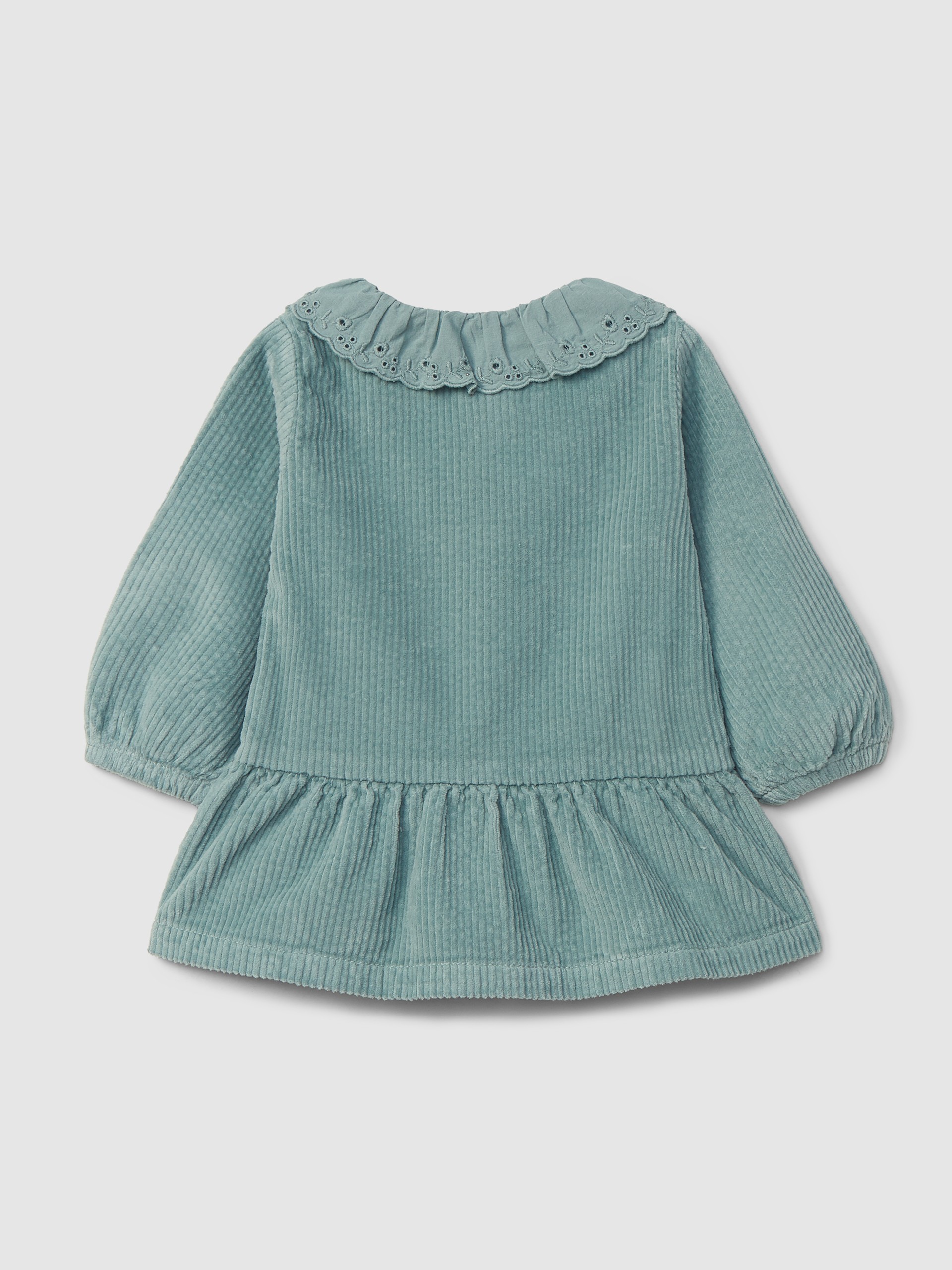 Dress corduroy ruffled collar English embroidery