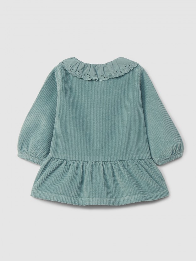 Dress corduroy ruffled collar English embroidery Dress corduroy ruffled collar English embroidery