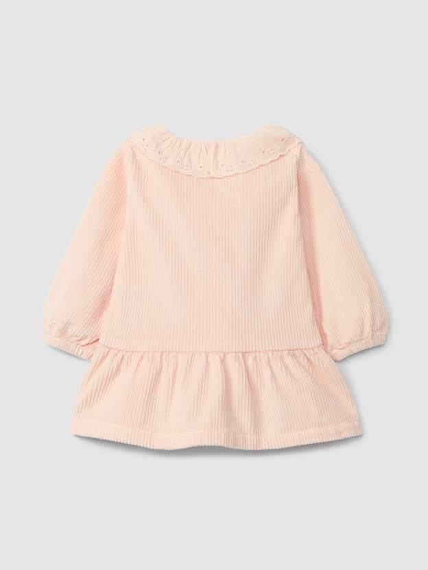 Dress corduroy ruffled collar English embroidery Dress corduroy ruffled collar English embroidery