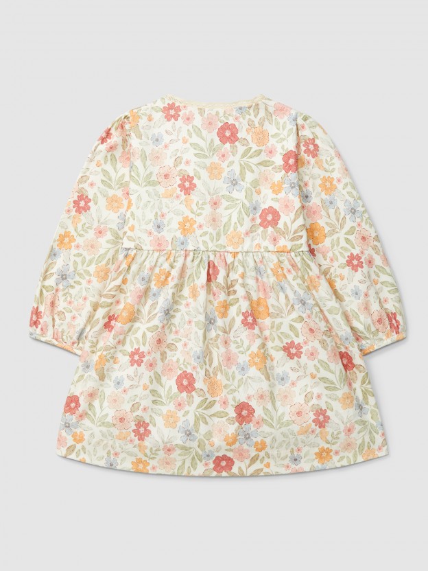 Robe imprim� fleuri avec d�tail en dentelle