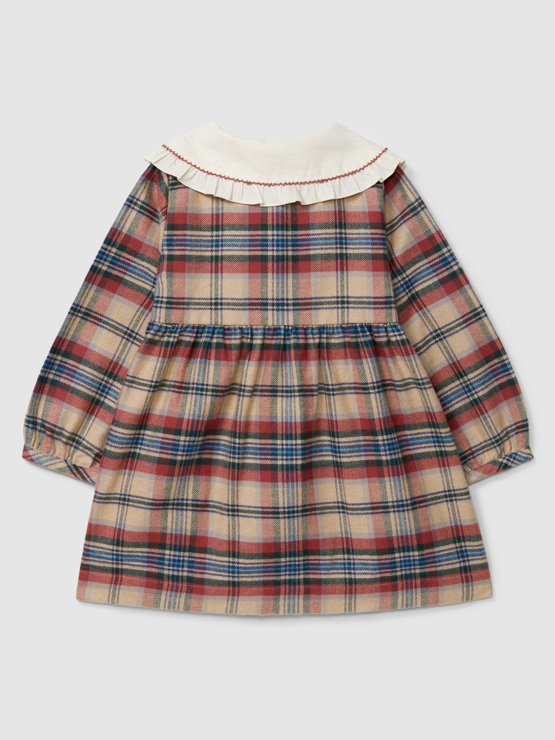 Vestido xadrez com gola de folho