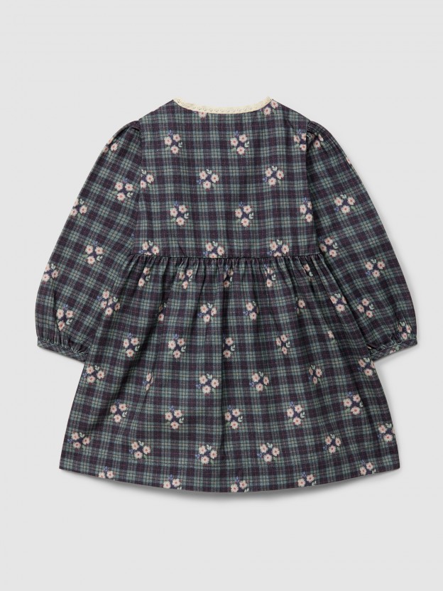 Robe imprim� fleuri avec d�tail en dentelle