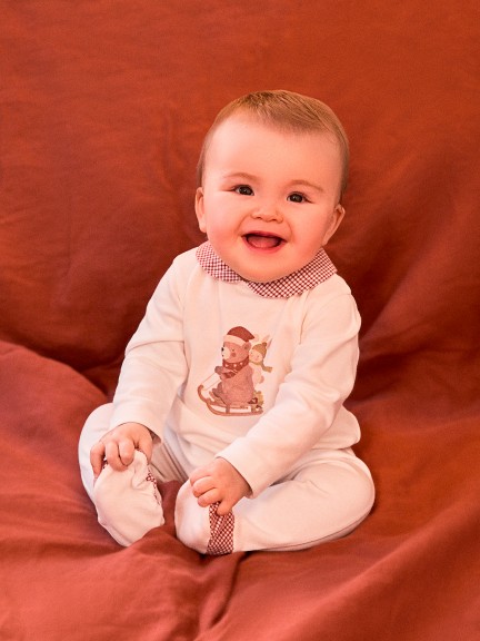 Babygrow bear and rabbit on sled Babygrow bear and rabbit on sled