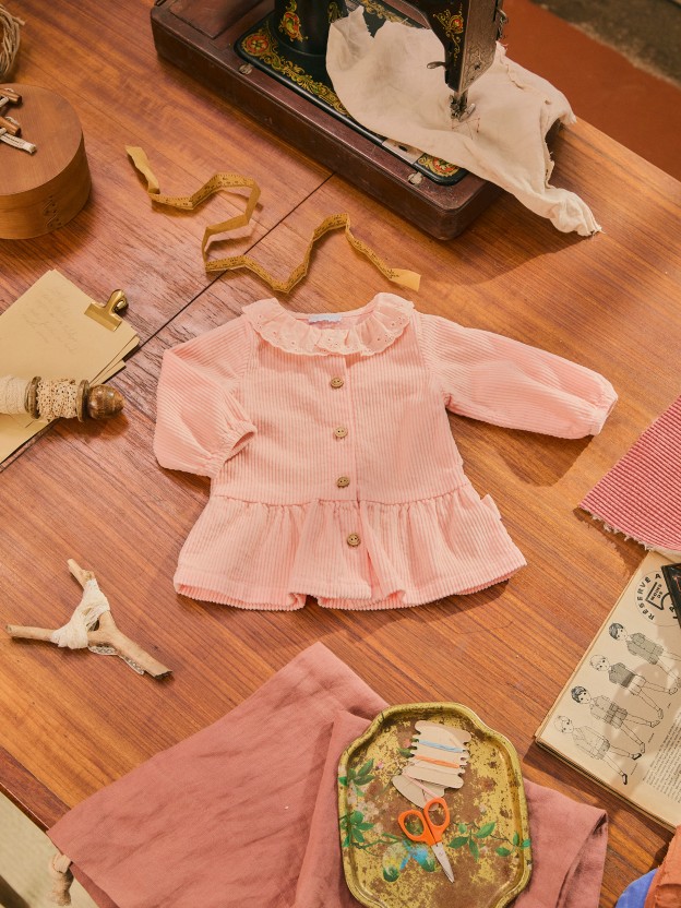 Dress corduroy ruffled collar English embroidery Dress corduroy ruffled collar English embroidery