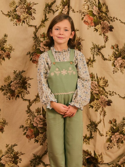 Dungarees with embroidered detail and rickrack