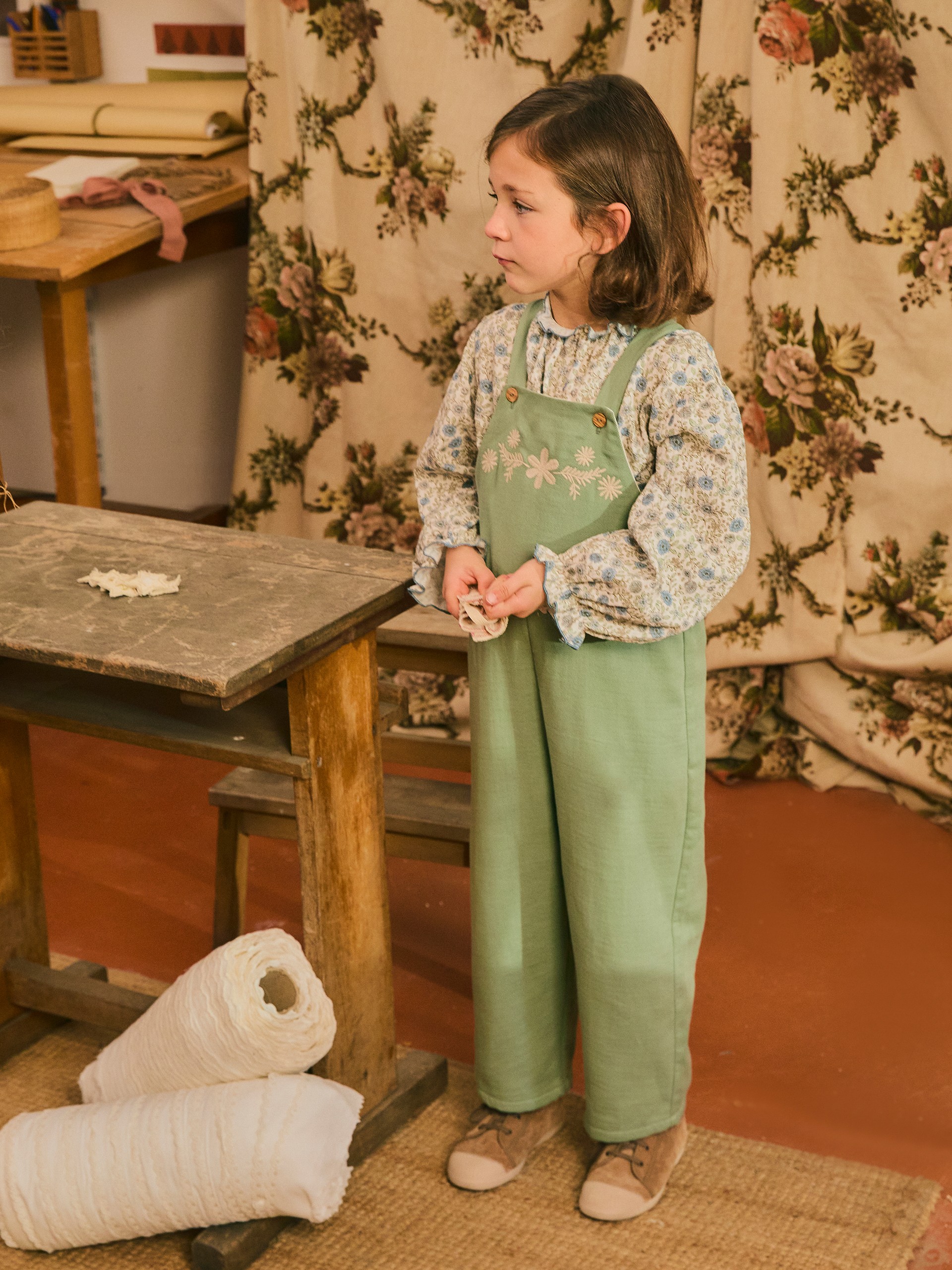 Blouse fleurs avec détail à volant