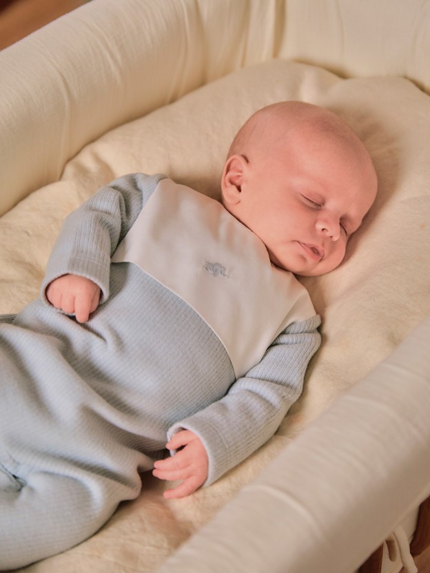 Babygrow in organic cotton with embroidered detail