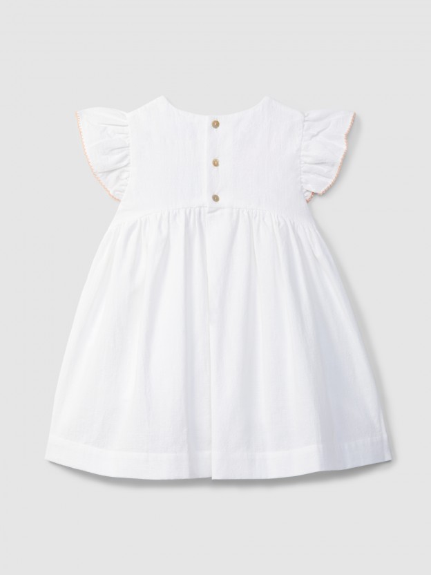 Dress textured and embroidered cotton Dress textured and embroidered cotton