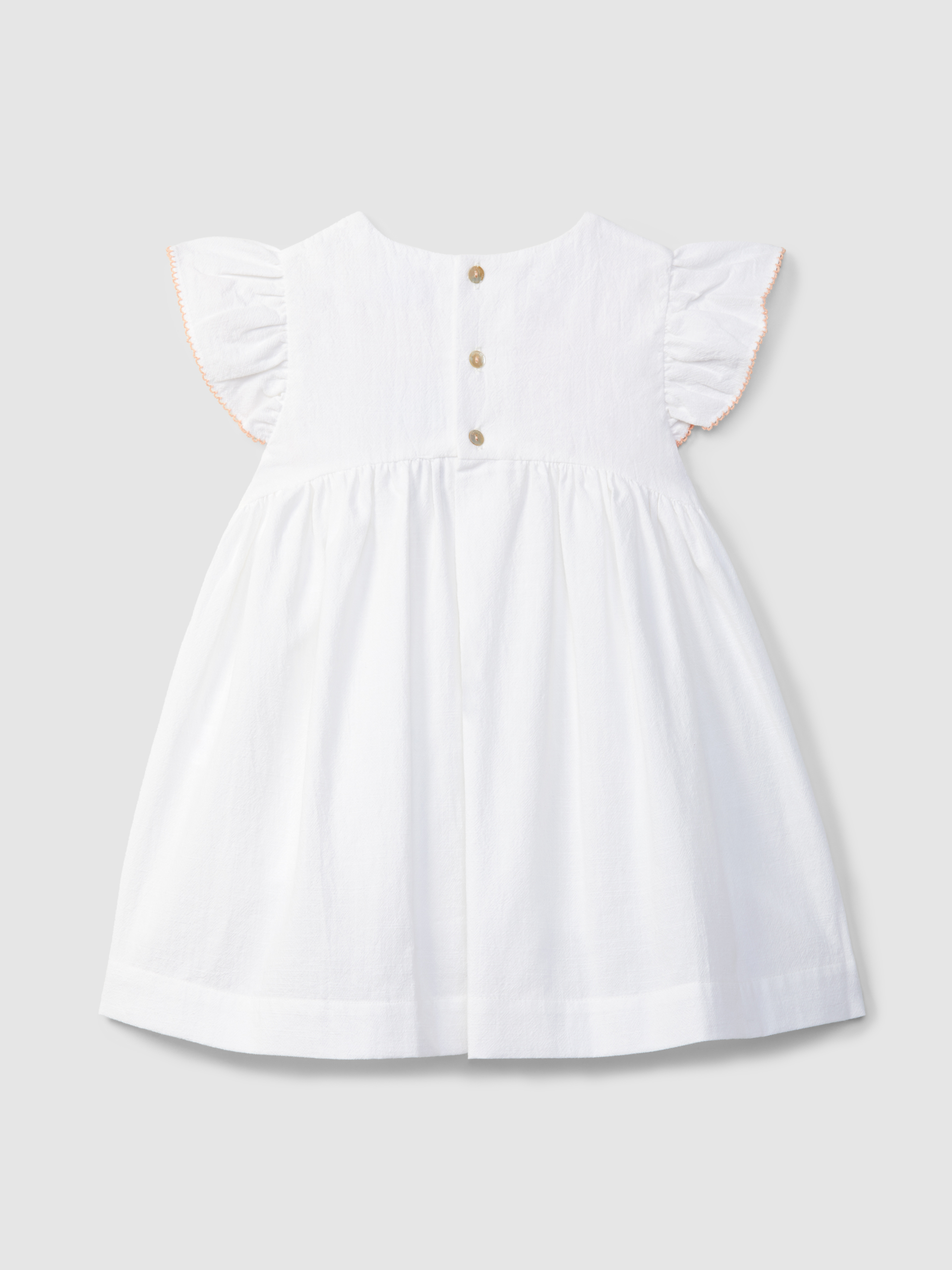 Dress textured and embroidered cotton