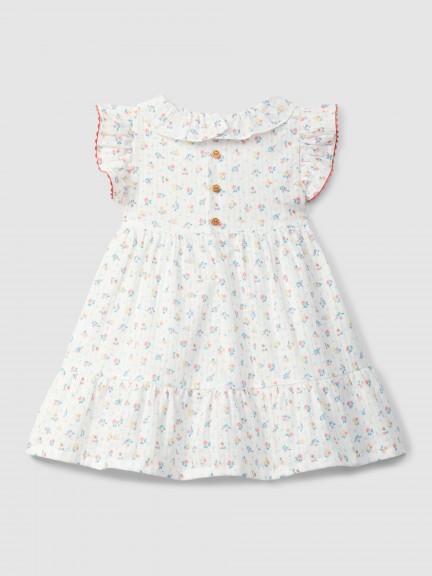 Dress floral print with contrast colour details Dress floral print with contrast colour details