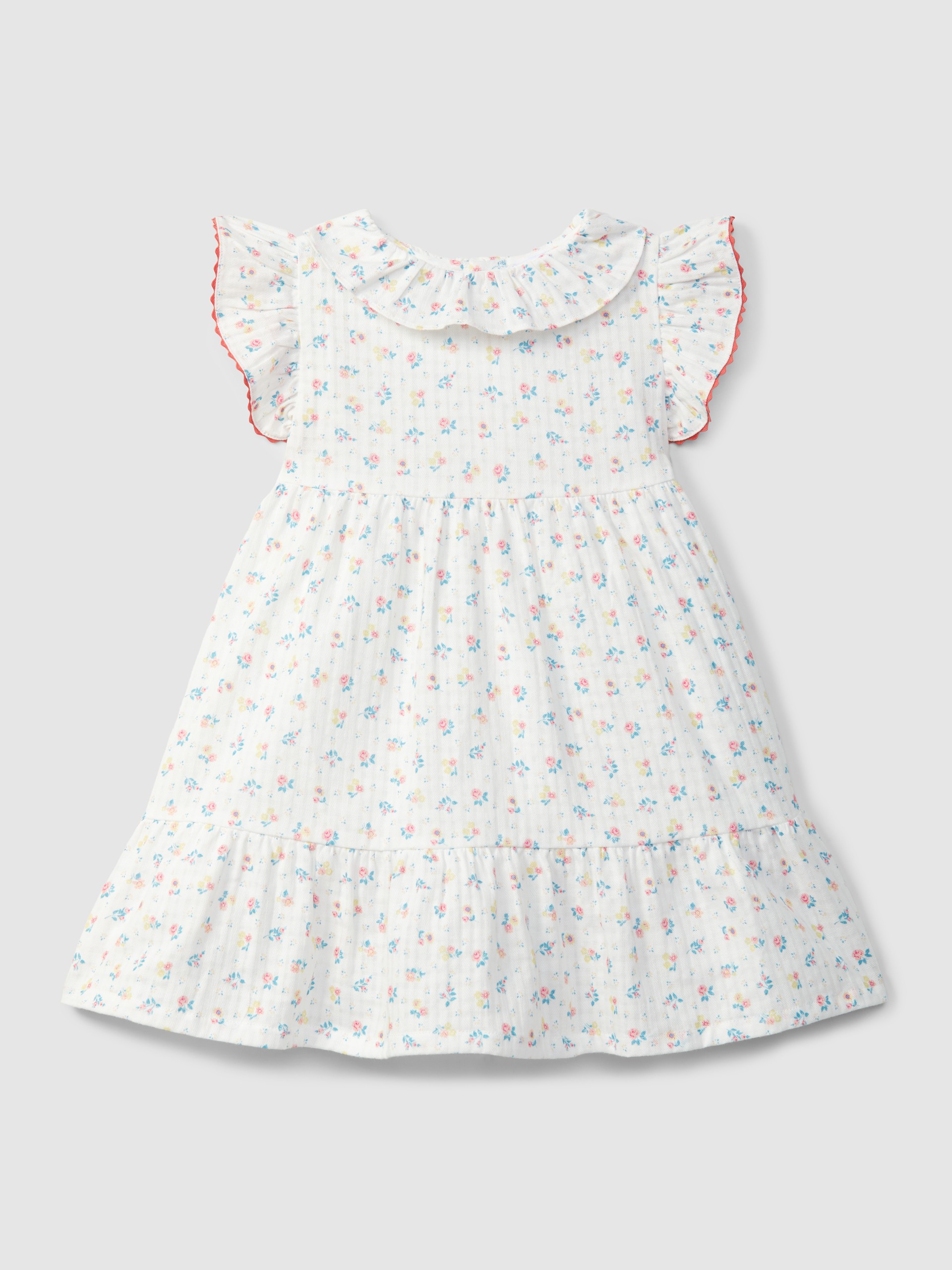 Robe imprimé fleuri avec détails de couleur en contraste