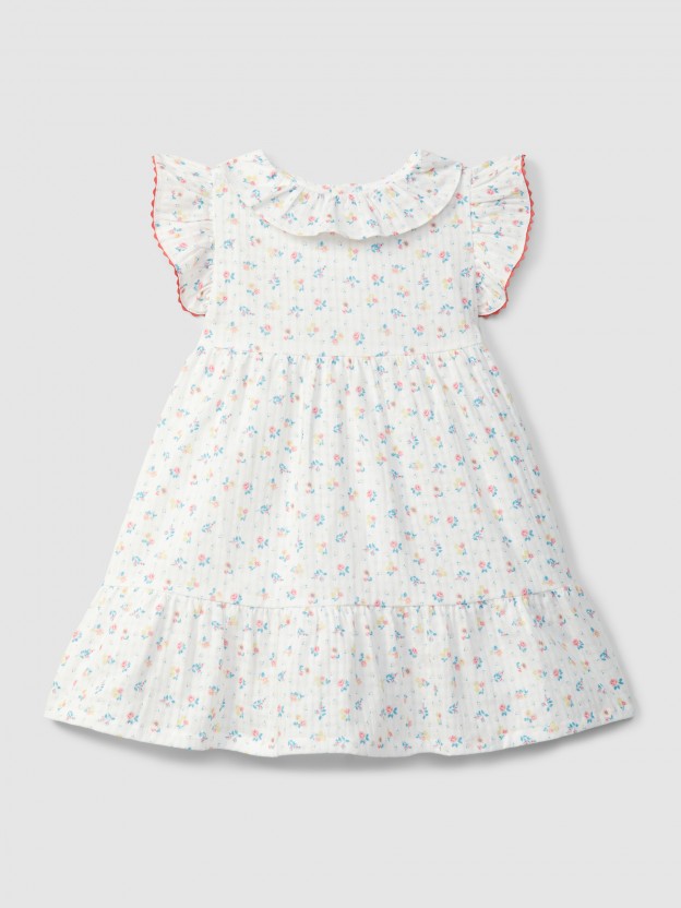 Robe imprim� fleuri avec d�tails de couleur en contraste