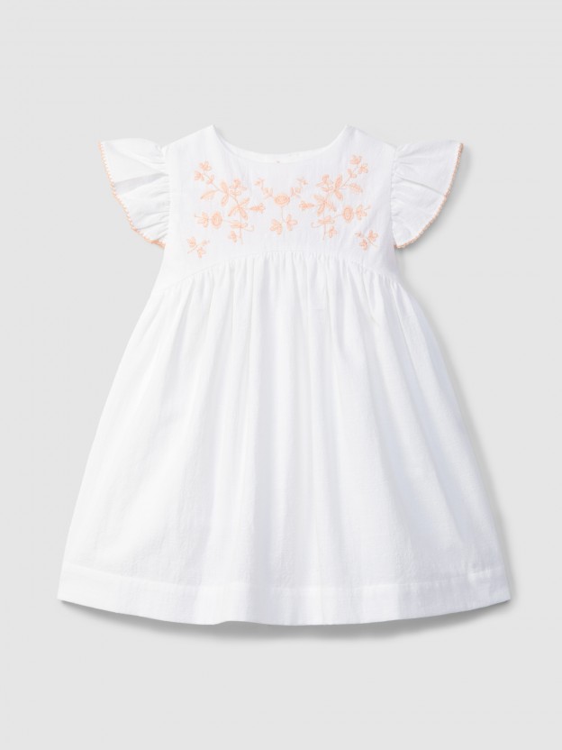 Dress textured and embroidered cotton Dress textured and embroidered cotton