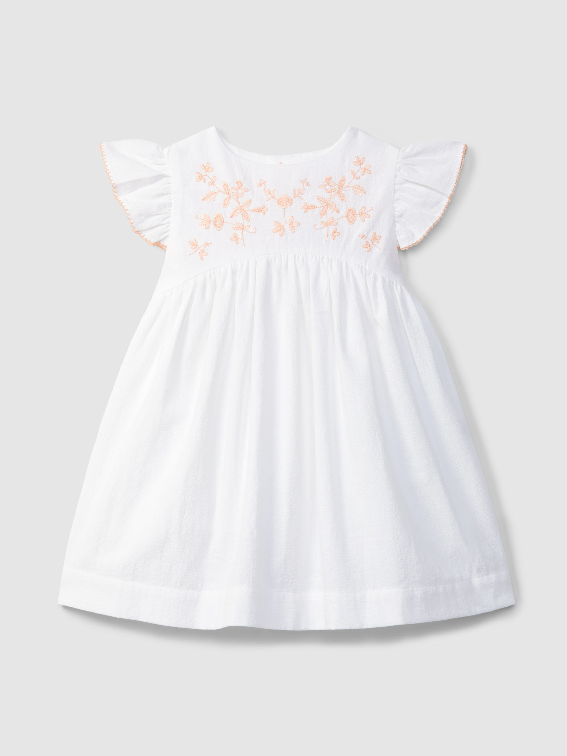 Dress textured and embroidered cotton
