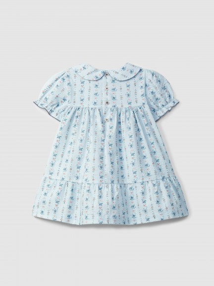Floral print seersucker round collar dress Floral print seersucker round collar dress
