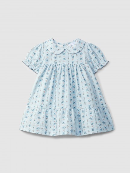 Floral print seersucker round collar dress Floral print seersucker round collar dress