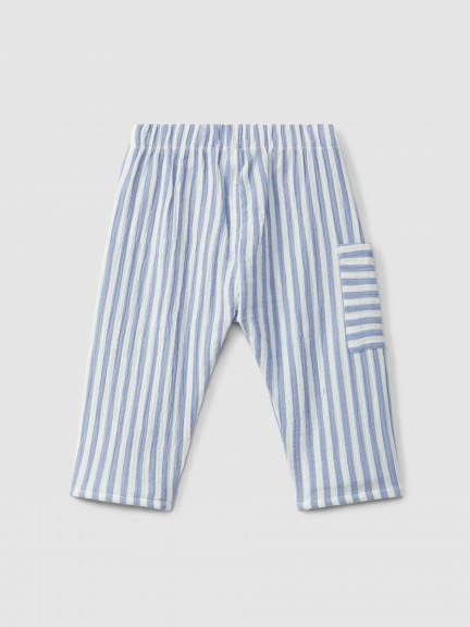 Pull-up striped gauze pants Pull-up striped gauze pants