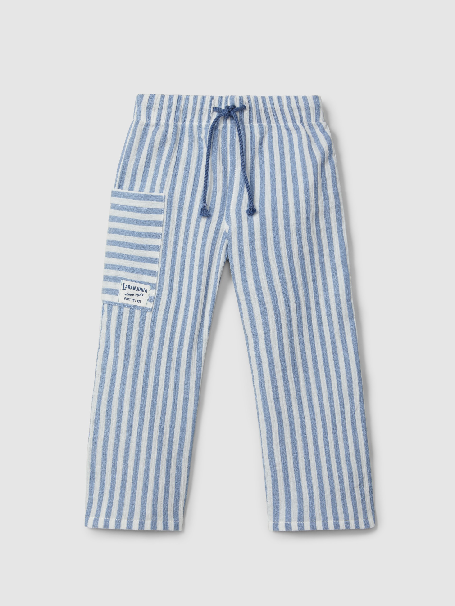 Pull-up striped gauze pants