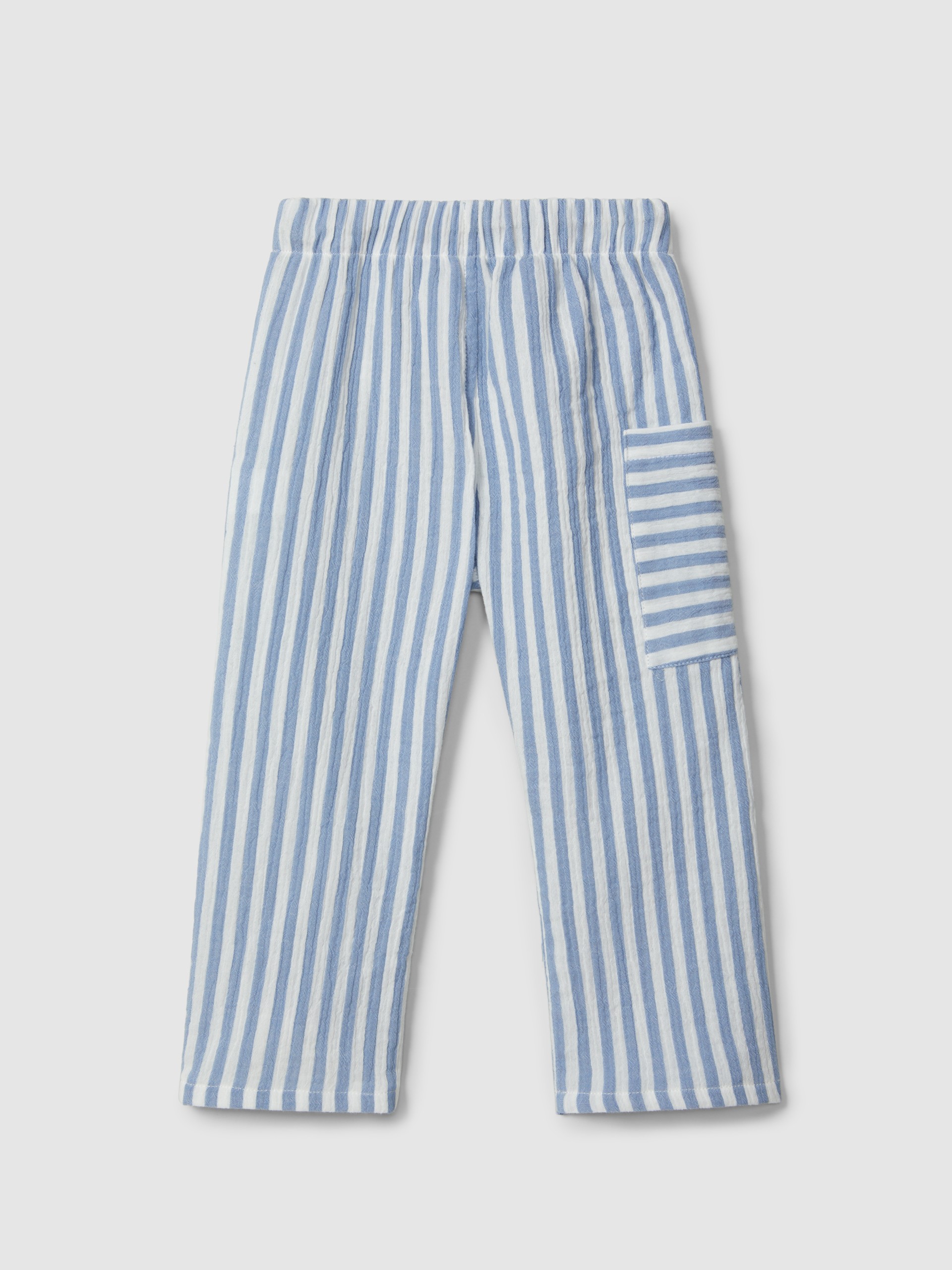 Pull-up striped gauze pants