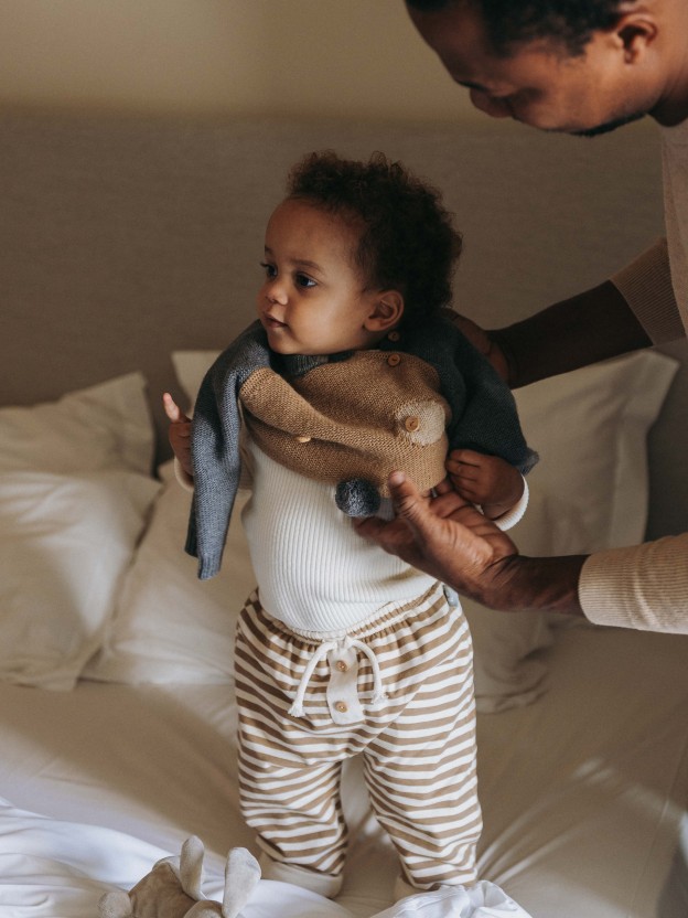 Pull-up striped pants Pull-up striped pants