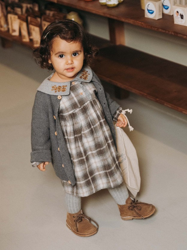 Knitted cardigan with a round neck