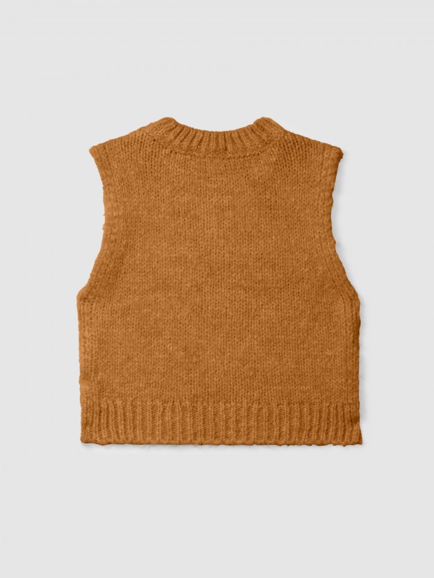 Knitted vest with cable-knit detail Knitted vest with cable-knit detail