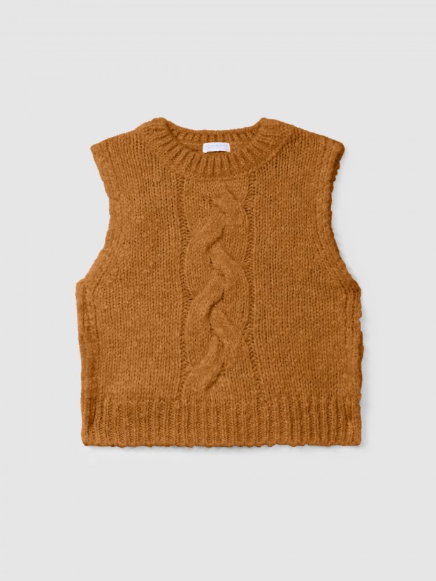 Knitted vest with cable-knit detail Knitted vest with cable-knit detail
