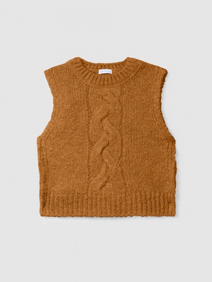Knitted vest with cable-knit detail Knitted vest with cable-knit detail